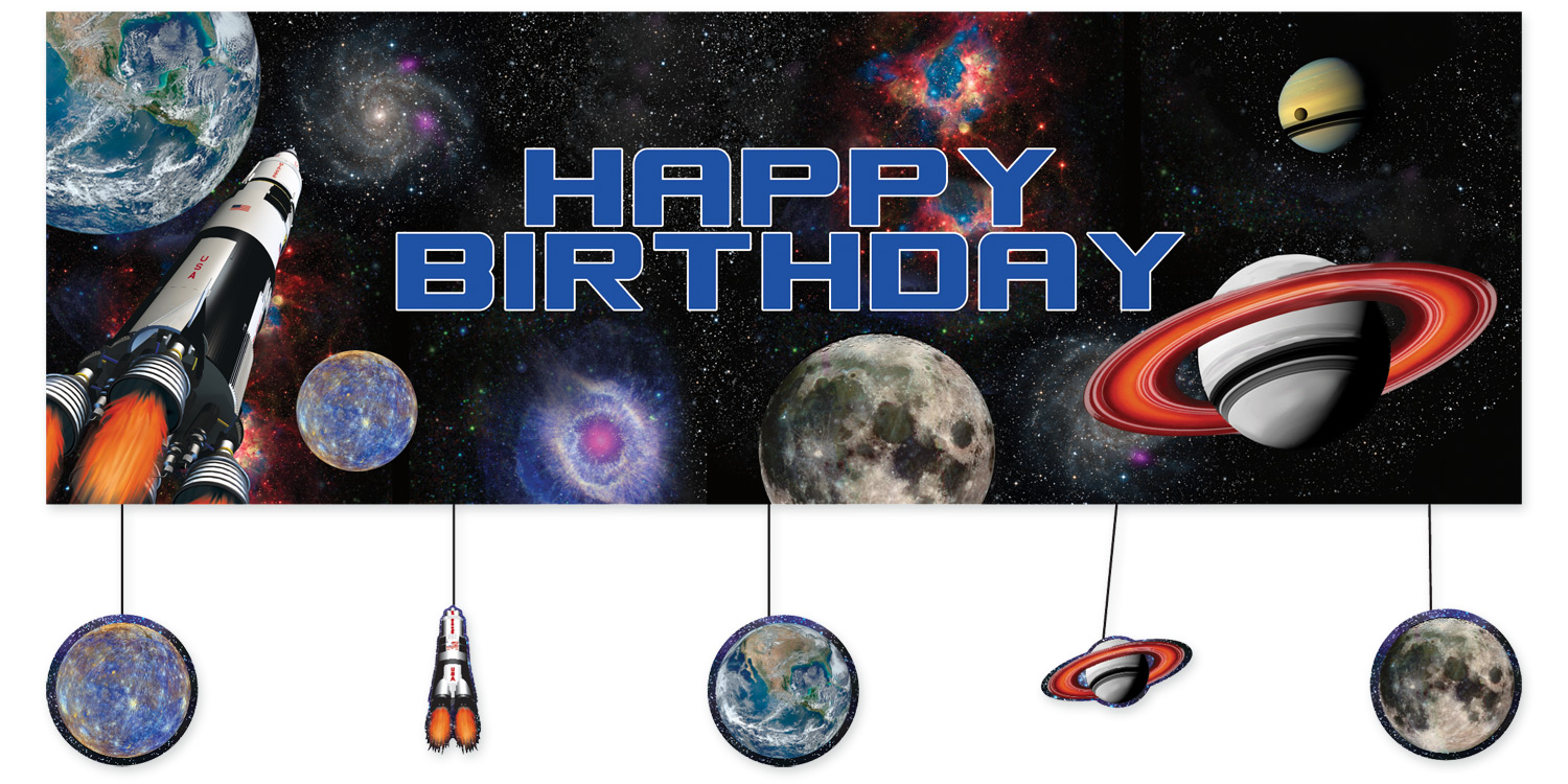 SPACE BLAST BIRTHDAY BANNER