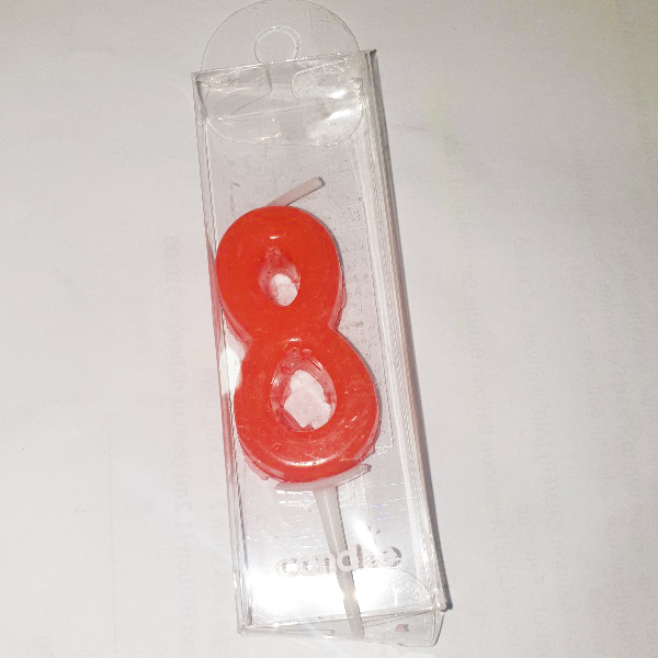 Red Number 8 Birthday Candle