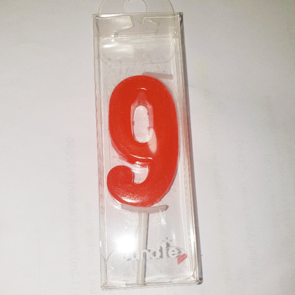 Red Number 9 Birthday Candle