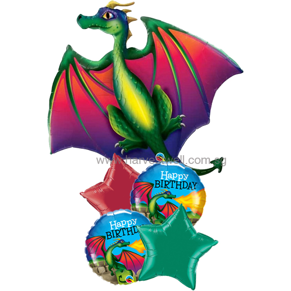 Green Dragon Birthday Balloon Package