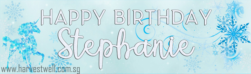 Frozen Unicorn Birthday Customized Banner