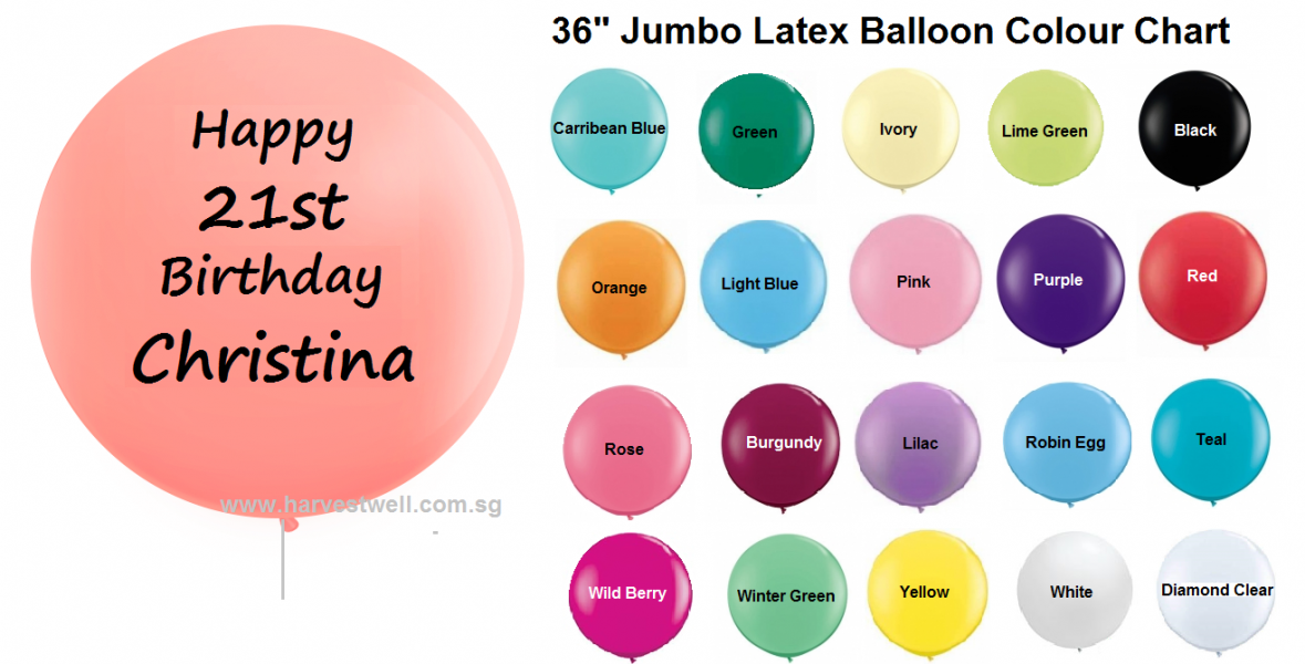 Jumbo Helium Latex Customize Print Balloon Size: 36"